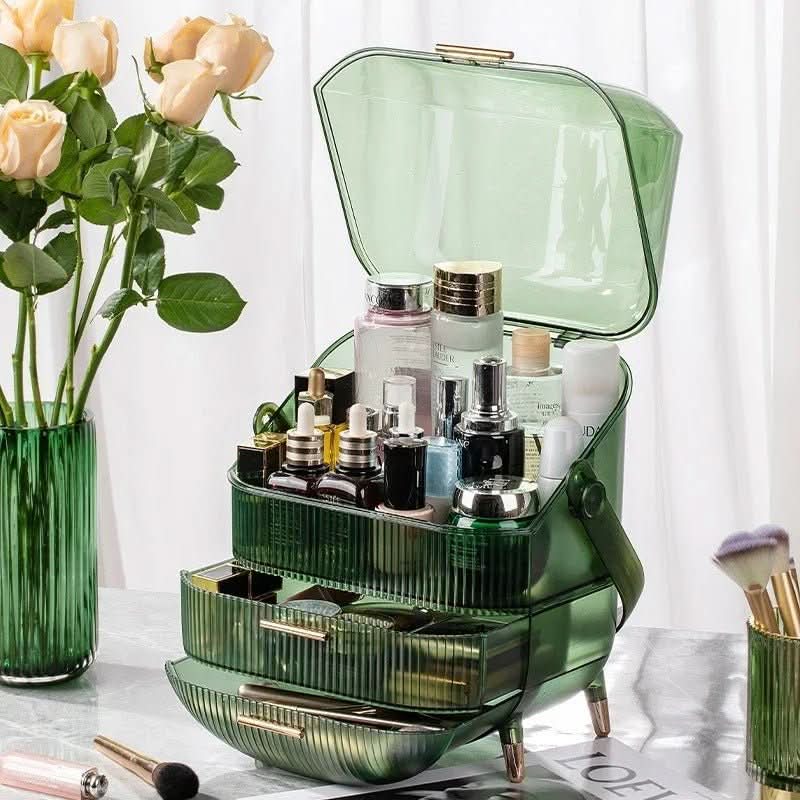 Makeup Organiser, Clear Cosmetic Organiser Box, Dustproof Makeup Storage Box with Compartments and Makeup Brush Holder_16