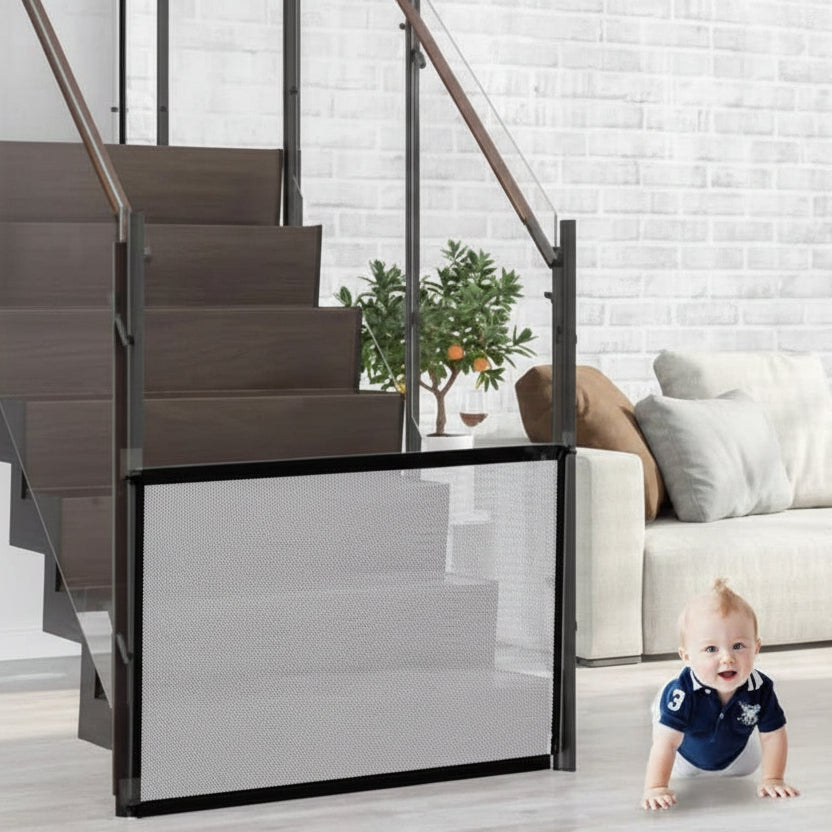 Retractable Baby Gate, Stair Gate No Drill, Doorway Dog Gate for Hallway and Stairs, Mesh Pet Barrier_02