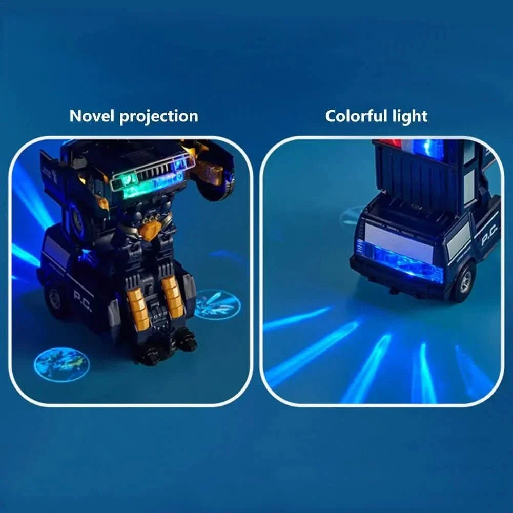 Police Car Toy 2 in 1, Transforming Toys with Light and Sound