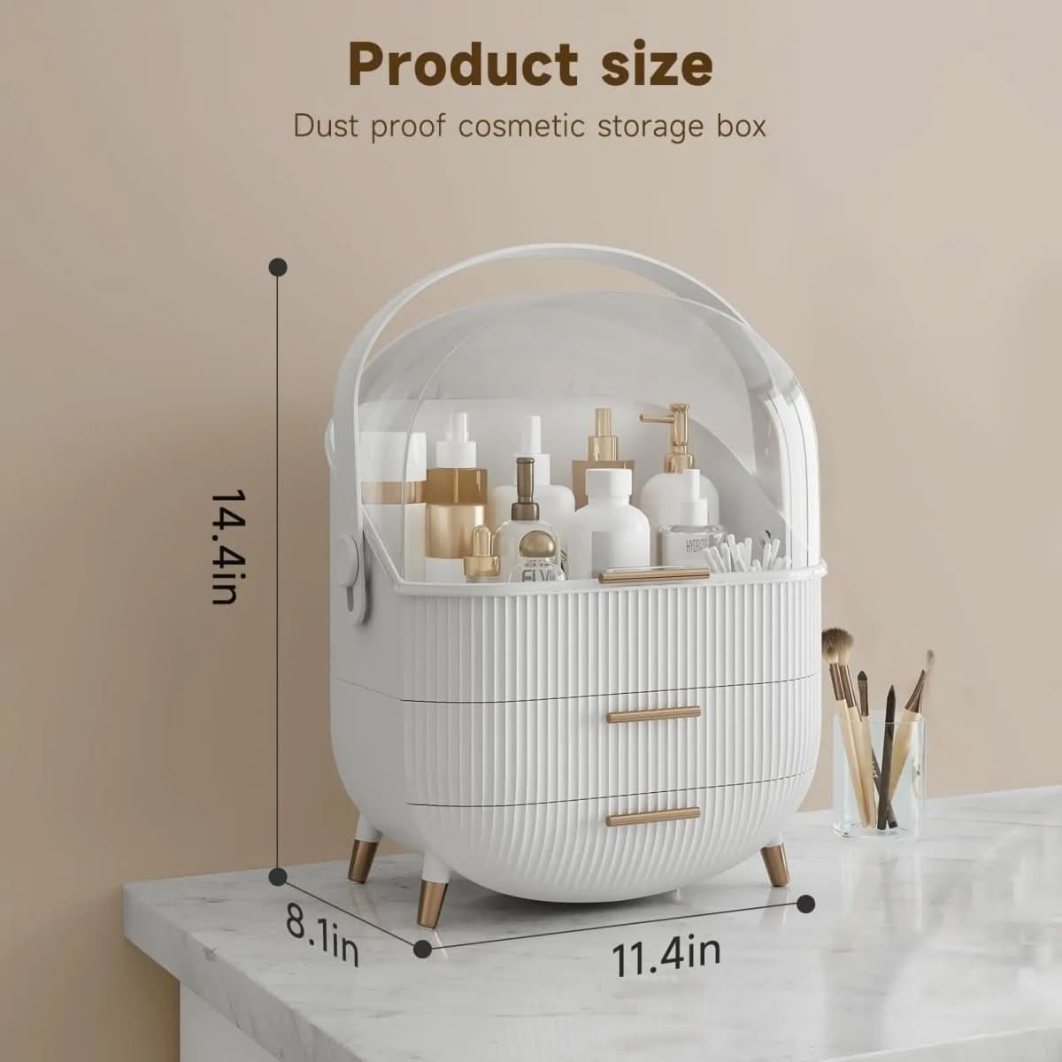 Makeup Organiser, Clear Cosmetic Organiser Box, Dustproof Makeup Storage Box with Compartments and Makeup Brush Holder_17