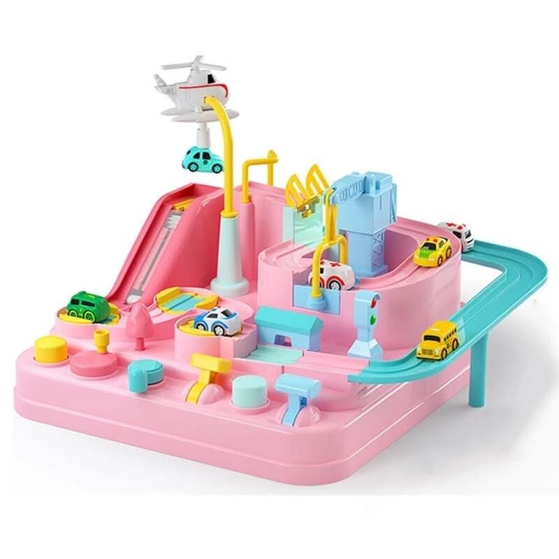 Toy Town Playset with 4 Cars and Helicopter, Toy Train, Toy Crane, Role Play Toys for Small World Play_10