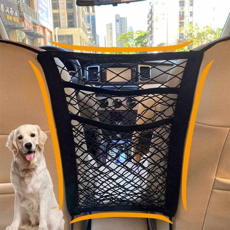 Car Dog Guard, Car Safety Net with Storage Pocket, Dog Car Barrier for Back Seat and Headrests_04