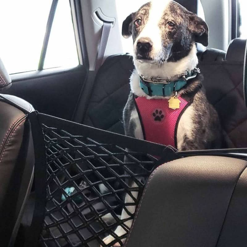 Car Dog Guard, Car Safety Net with Storage Pocket, Dog Car Barrier for Back Seat and Headrests_01