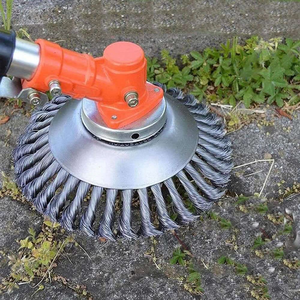 Weed Brush Strimmer Head, Steel Wire Weed Brush for Brushcutter, Patio Weed Brush, Moss Remover for Driveways and Paths