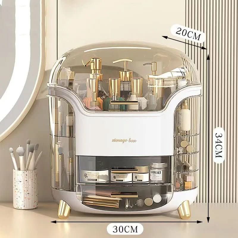 Makeup Organiser, Clear Cosmetic Organiser Box, Dustproof Makeup Storage Box with Compartments and Makeup Brush Holder_23