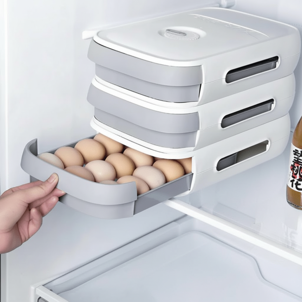 Pull Out Fridge Drawer for Eggs, Egg Holder for Fridge with Freshness Indicator, Egg Storage Container, Fridge Organiser_00