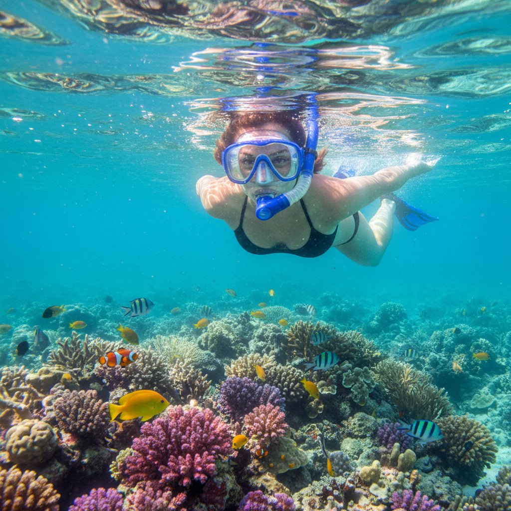 Full Face Snorkel Mask, Foldable Snorkelling Mask with 180 Degree Panoramic View for Travel and Water Sports – image 2