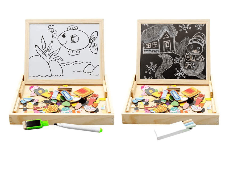 Magnetic Drawing Board, Double Sided Magnetic and Chalkboard with Letters or Shapes, Learning Toys for 3 Year Olds_05
