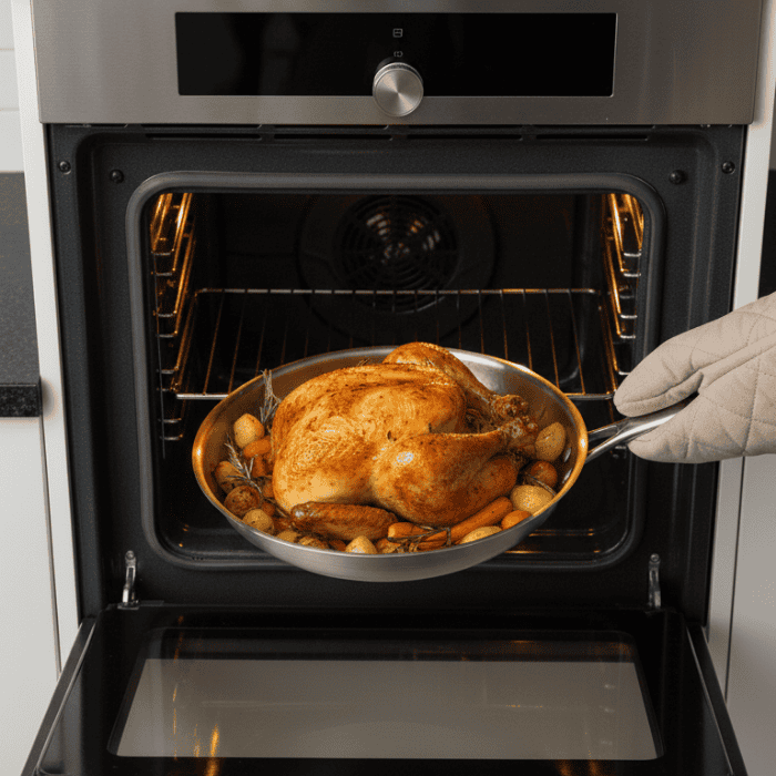 Stainless Steel Pan, Uncoated Three Layer Frying Pan for Induction Hob, Induction Pan Set 26 cm, 28 cm, 30 cm_02