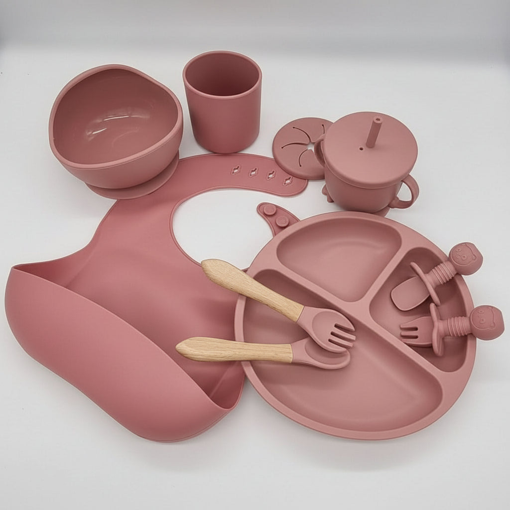 Baby Led Weaning Set, BPA Free Silicone Weaning Set with Suction Plate