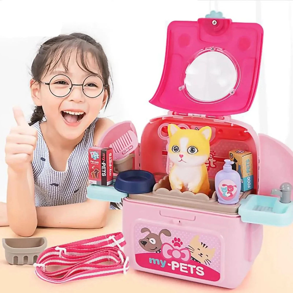 Vet Toy Set with Backpack and 16 Accessories, Pretend Play Toys with Cat or Dog Design – image 6
