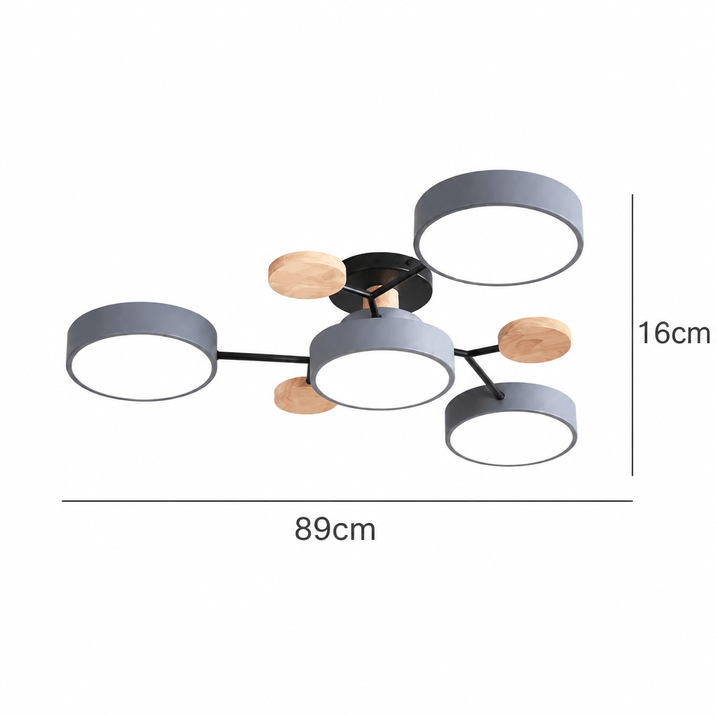 Ceiling Lights for Living Room, Round Hallway Ceiling Light in Wood and Iron – image 8