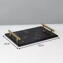 Black and Gold Bathroom Accessories Marble Look, Soap Dispenser, Toothbrush Holder, Soap Dish, Tissue Box, Bathroom Tray_14