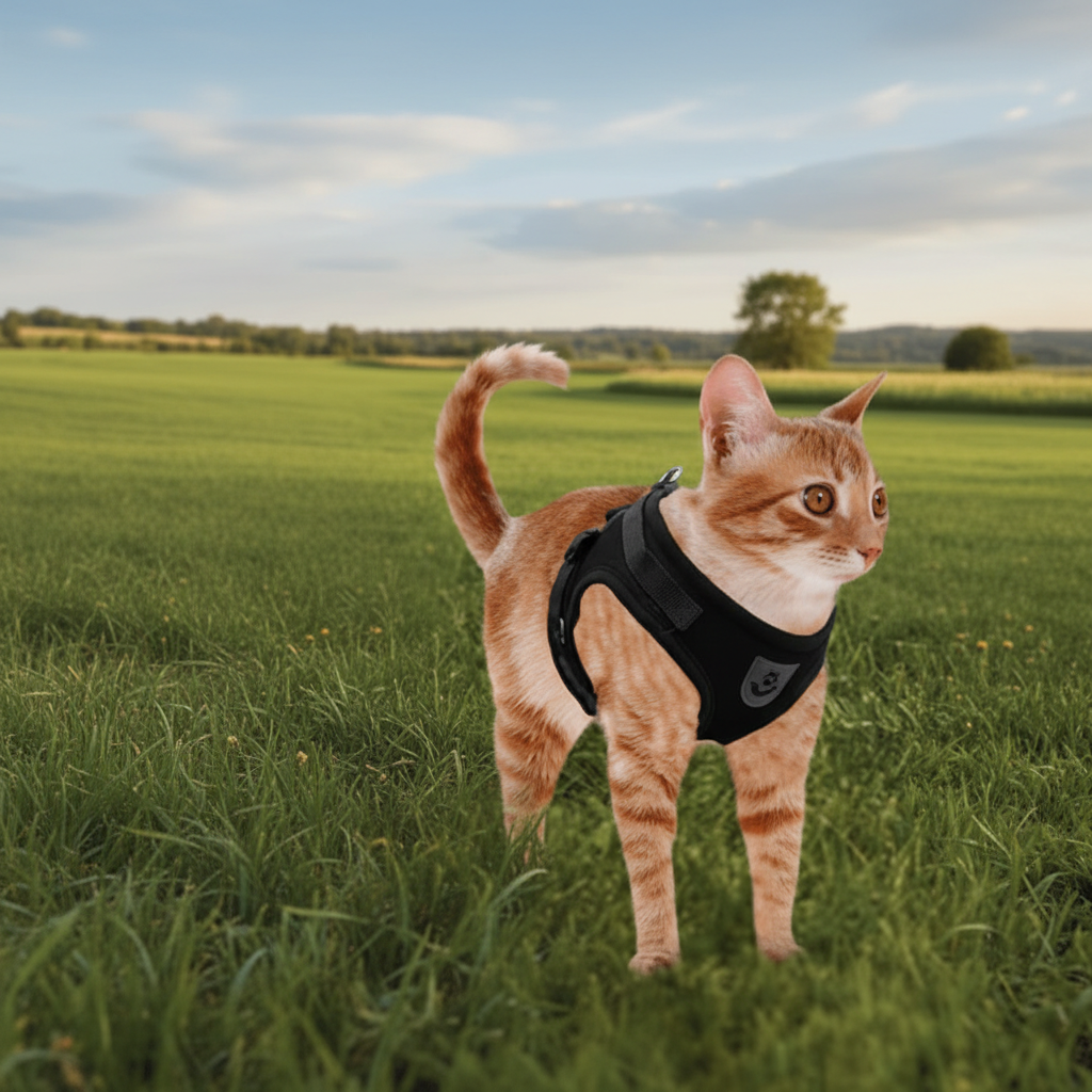 Escape Proof Cat Harness and Lead Set, Reflective Kitten Harness with 1.5 m Leash for Walking_09