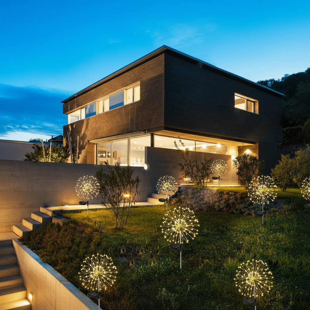 Waterproof Solar Garden Lights, Outdoor Solar Lamp with Firework Effect, Starburst Solar Light, Garden Decoration