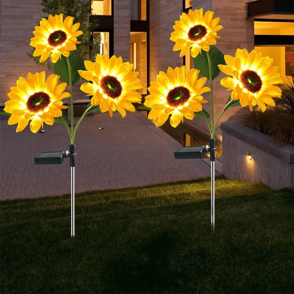 Solar Garden Lights, Waterproof Sunflower Solar Light with Light Sensor, Outdoor Solar Lamp, Garden Decoration Light_01