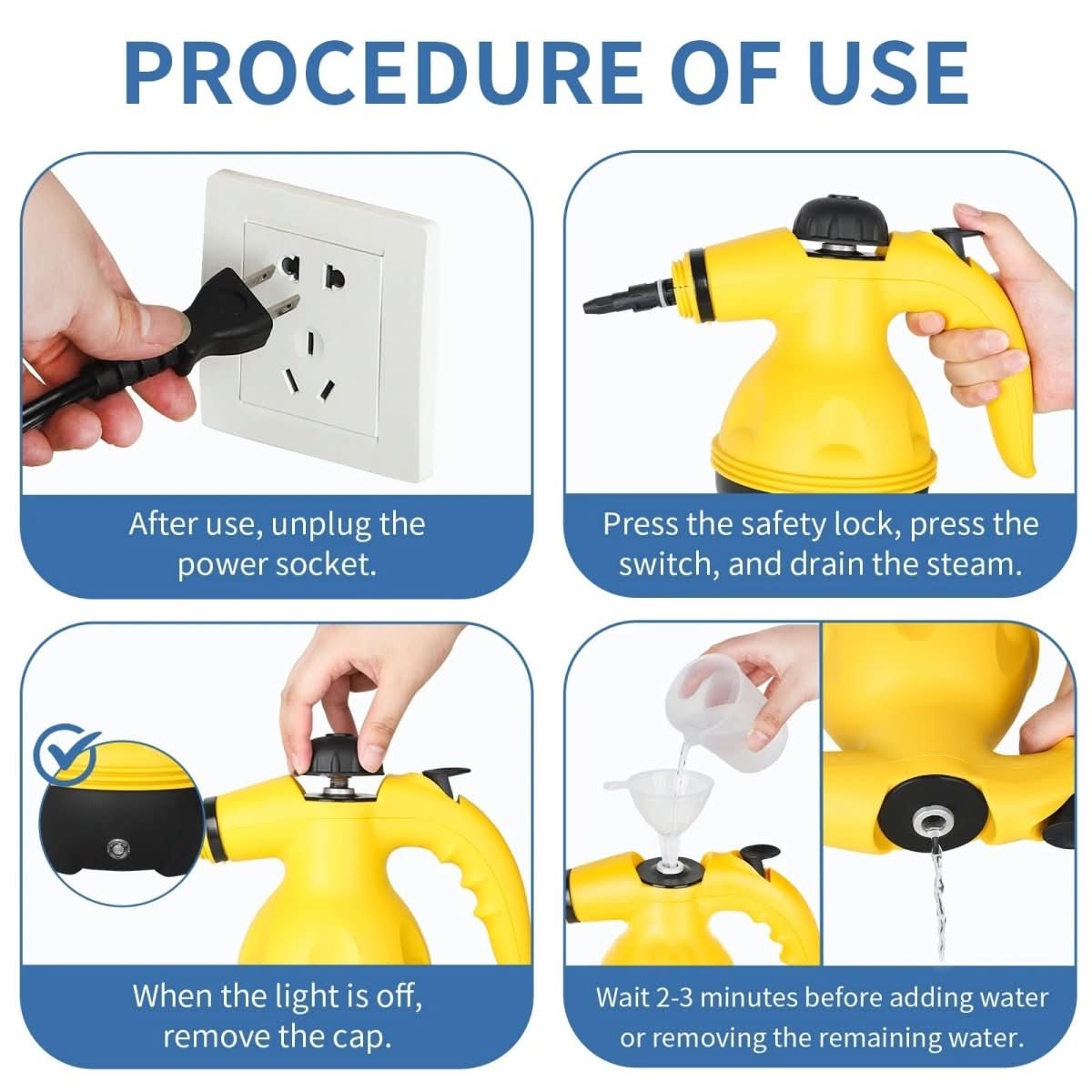 Handheld Steam Cleaners with 8 Attachments for Sofa and Windows, Upholstery Cleaner, Clothes Steamer for Household Use_09