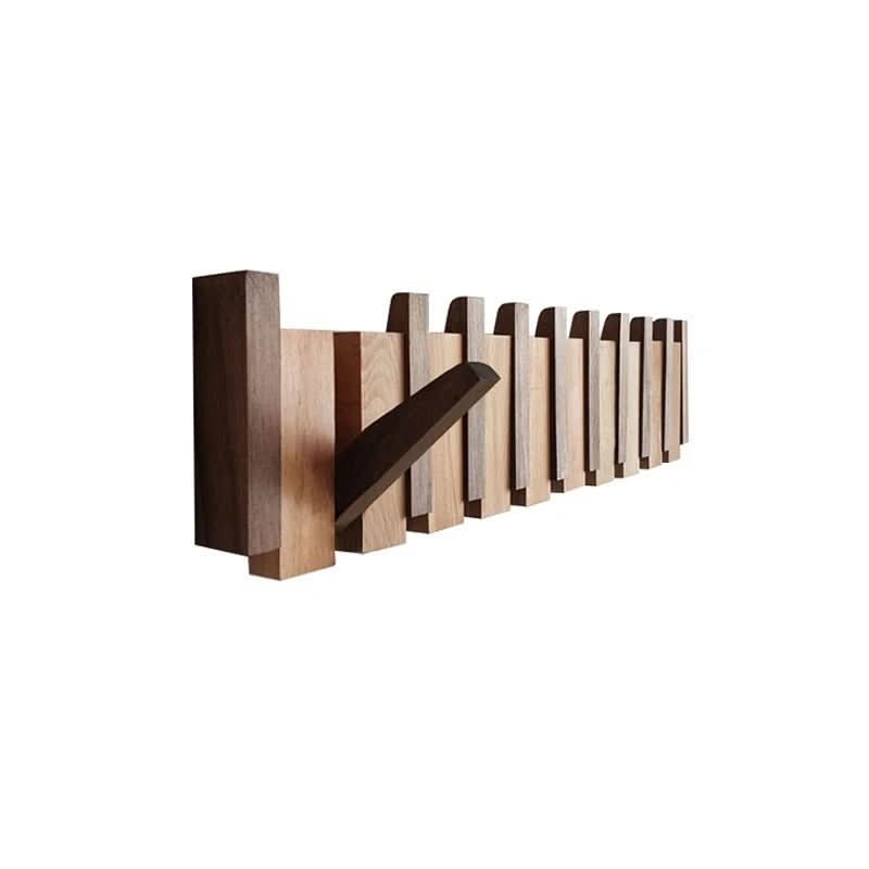 Wall Coat Hooks Foldable, Wooden Coat Rack Wall Mounted with 5 to 8 Hooks – image 4