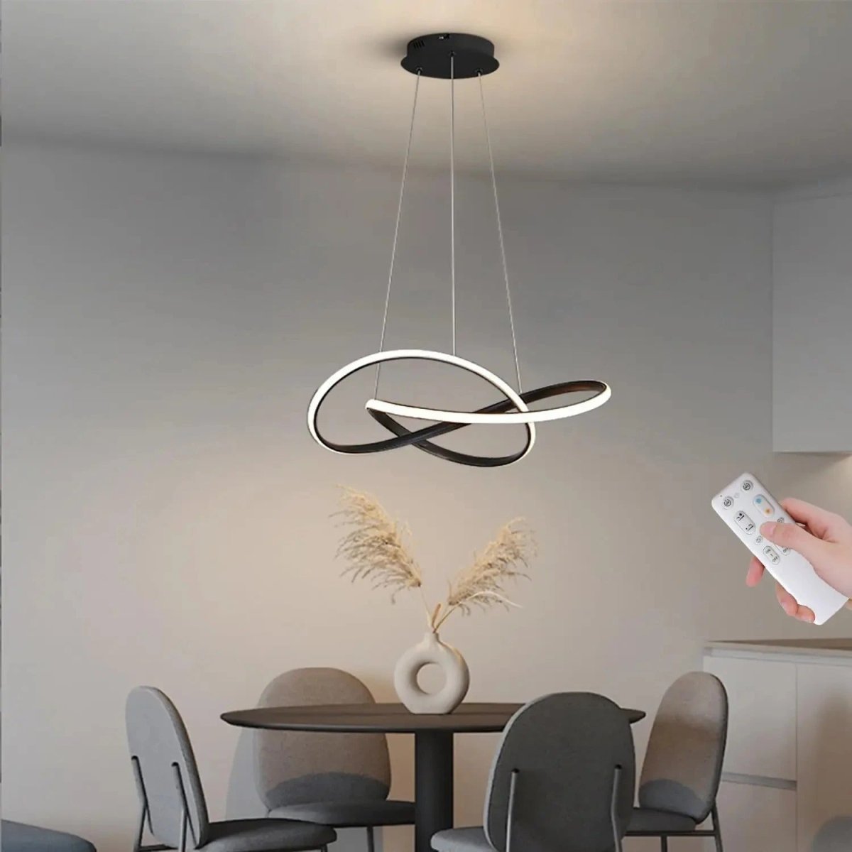 LED Ceiling Light Dimmable with Remote Control, Cloverleaf Pendant Light for Living Room – image 7