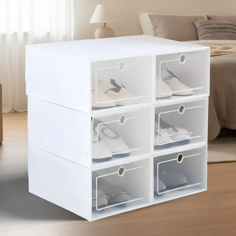 Shoe Storage Boxes, Clear Plastic Storage Boxes, Stackable Shoe Boxes with Ventilation, Transparent Shoe Organiser