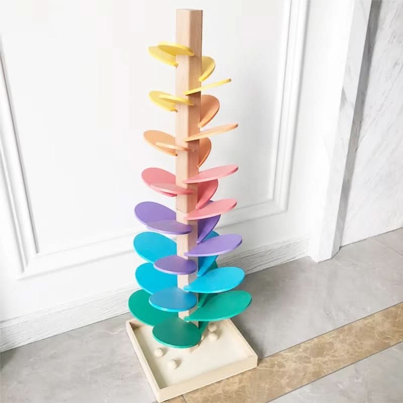 Sensory Toys, Wooden Marble Run Toy with Rainbow Sound Tree – image 8