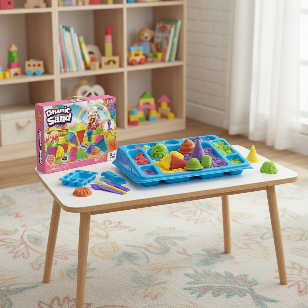 Play Sand for Kids, Mouldable Sand Toys for Indoor Sand Play in 4 Themes, Educational Toys for 3 Year Olds