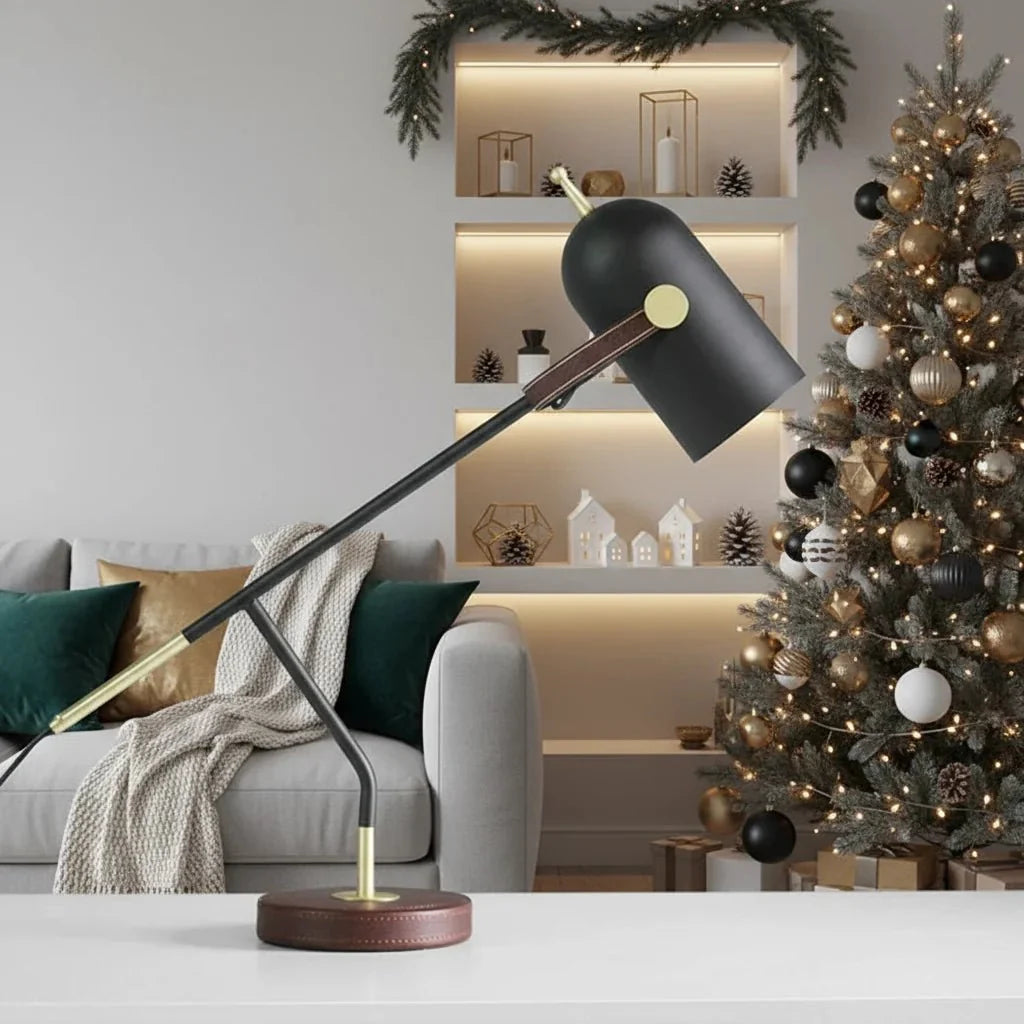Modern Table Lamp, Metal Desk Lamp with E27 Socket for Reading, Living Room Lamp with Rotary Switch and EU Plug