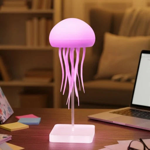 Rechargeable Lamp, Colour Changing Jellyfish Lamp with Flowing Movement, Dimmable Bedroom Lamp, Ambient Mood Light