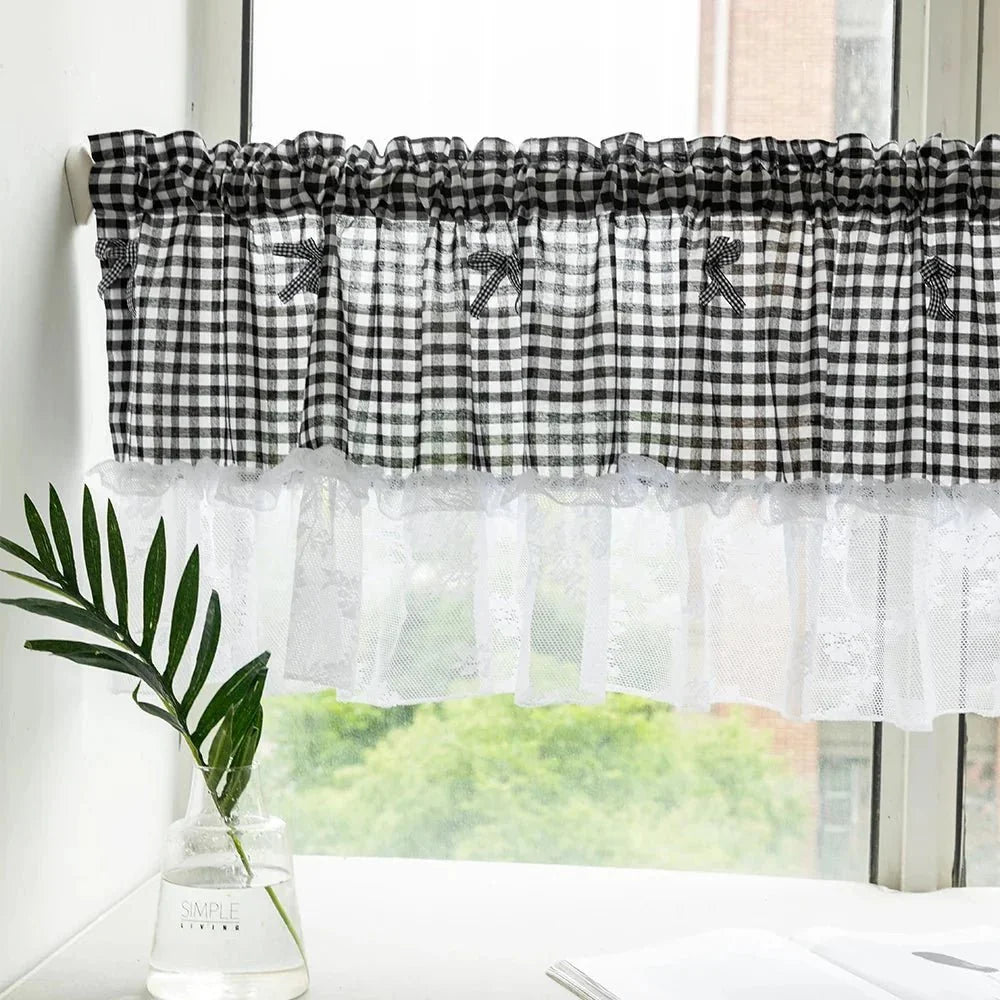 Net Curtains in Checked Lace, Short Curtains for Half Window – image 7