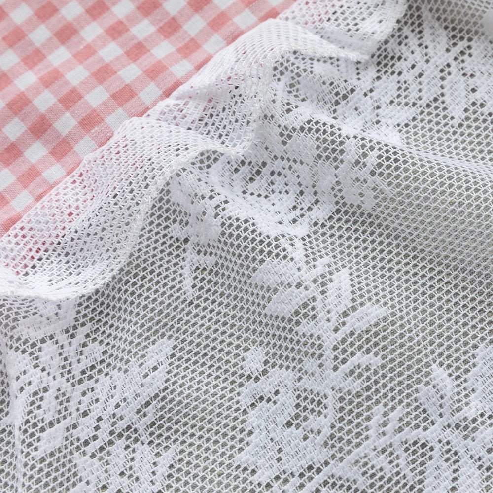 Net Curtains in Checked Lace, Cafe Curtains Set of 2 for Kitchen and Bathroom – image 4