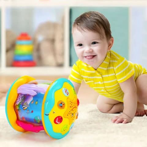 Toy Drum with Light Projection and Melodies, Newborn Toys from Birth to 3 Years