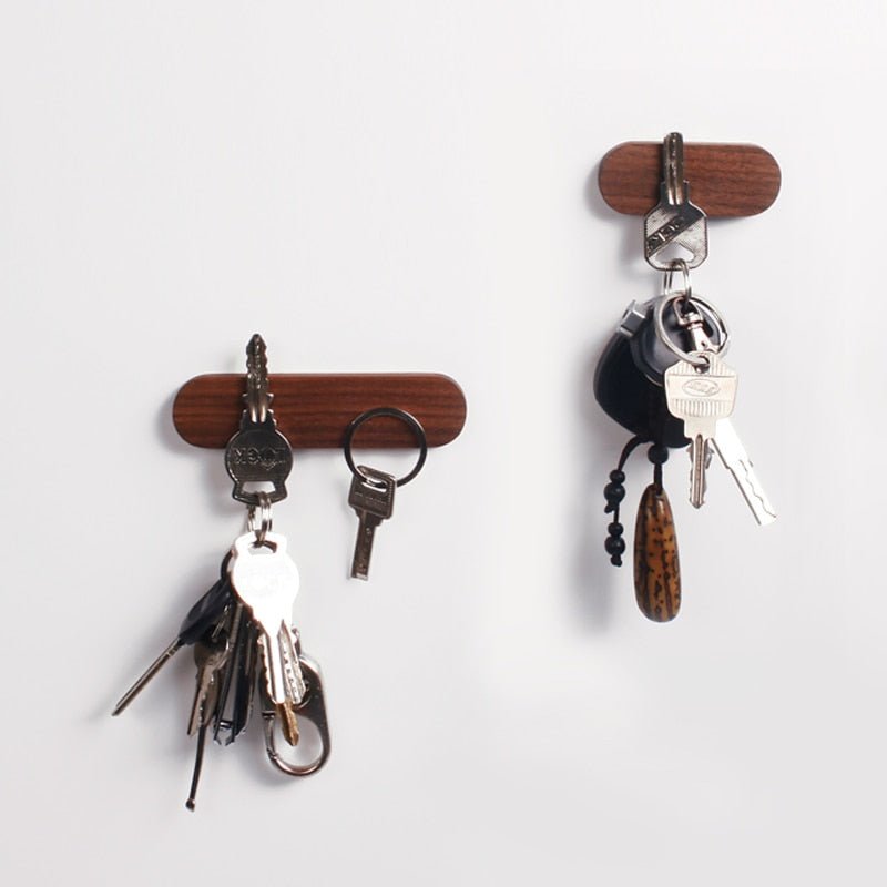 Magnetic Wooden Key Holder for Wall, Rustic Key Hanger for Kitchen and Office