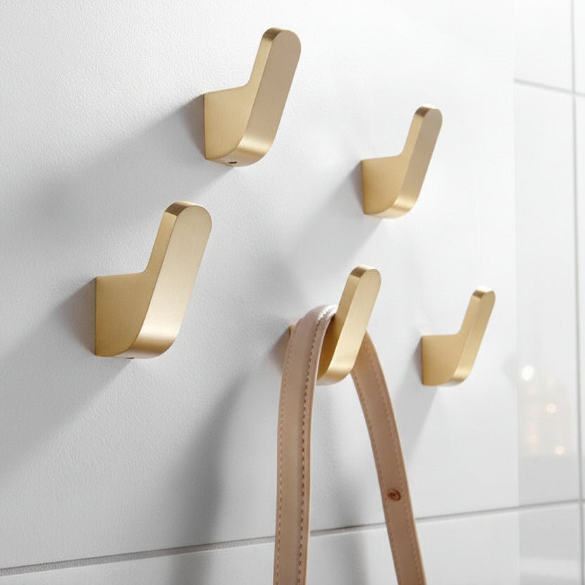 Coat Hooks, Gold Brass Wall Hooks for Bathrobe and Towels, Bathroom Towel Hook for Hallway and Bedroom_00