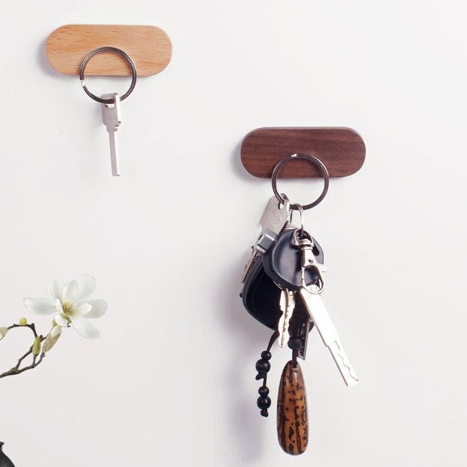 Magnetic Wooden Key Holder for Wall, Key Rack for Hallway and Entryway