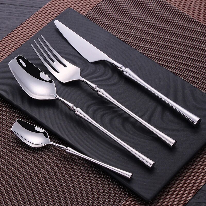 Stainless Steel Cutlery Set, Knife and Fork Set with Soup Spoons and Teaspoons, Modern Tableware for Table Settings_04