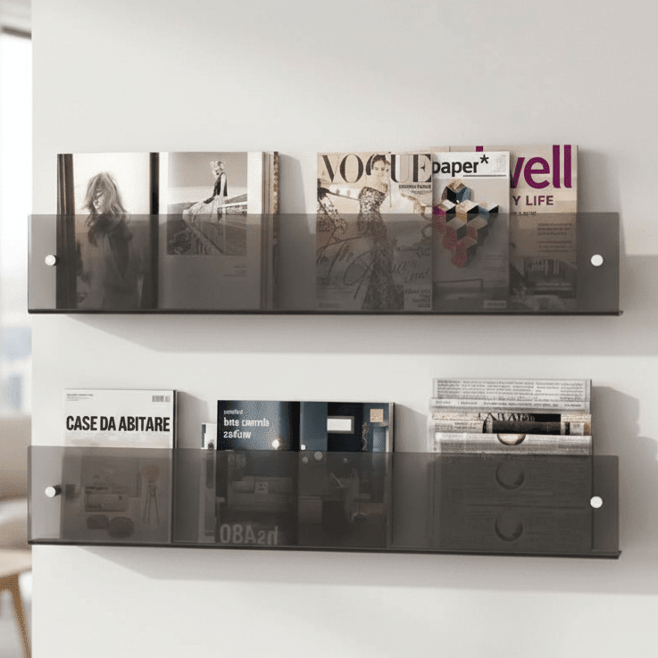 Wall Magazine Holder, Minimalist Acrylic Magazine Rack Wall Mounted for Living Room and Office Organisation_01