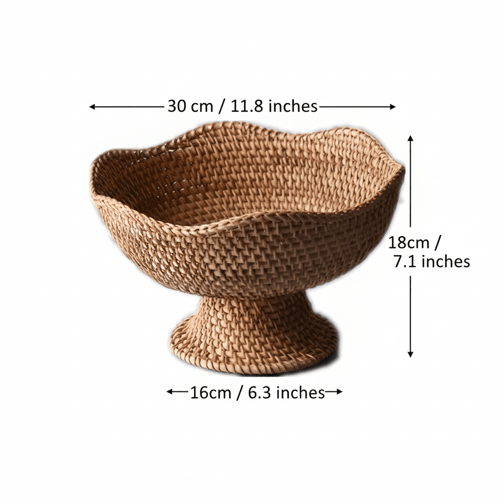 Wicker Basket, Rattan Fruit Basket for Kitchen, Handcrafted Woven Storage Basket for Fruit and Bread_11