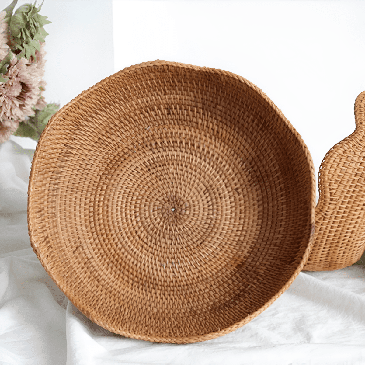 Wicker Basket, Rattan Fruit Basket for Kitchen, Handcrafted Woven Storage Basket for Fruit and Bread_07