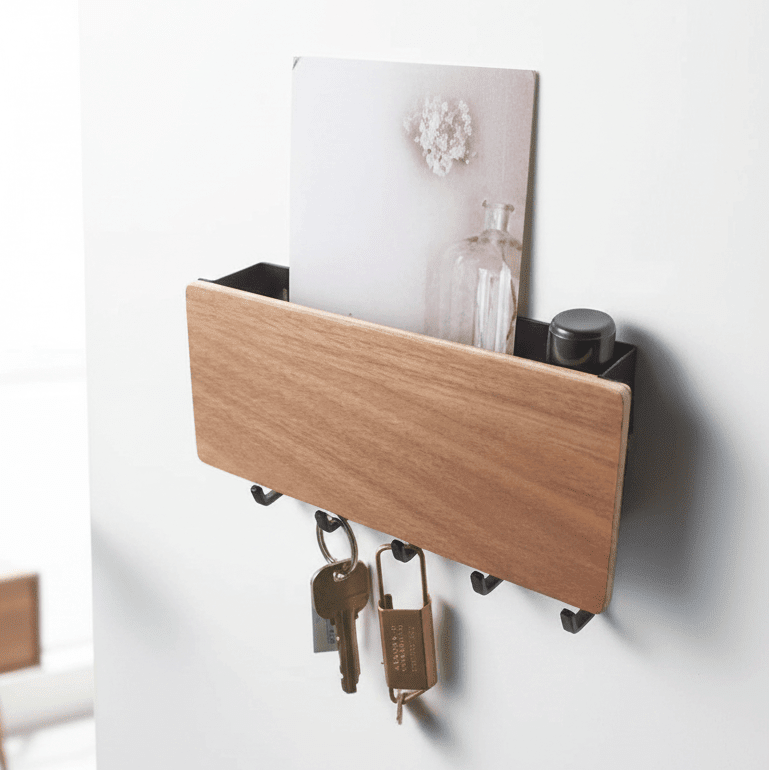 Wooden Key Holder, Key Organiser for Keys and Small Essentials, Key Storage with Wood Finish, Home Accessories Gift