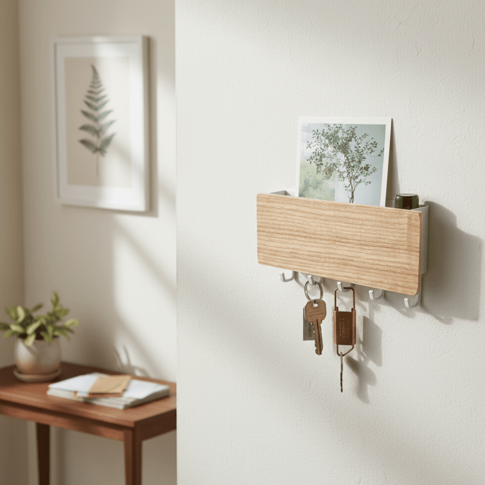 Wooden Key Holder, Key Storage with Wood Finish