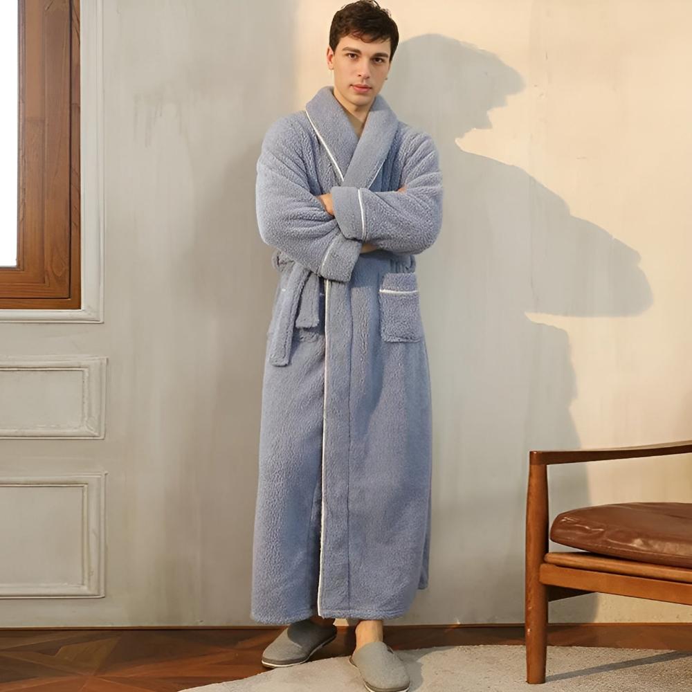 Fleece Bathrobe, Soft Fleece Dressing Gown in Pastel Colours, Plush Spa Robe for Home and Bathroom_09