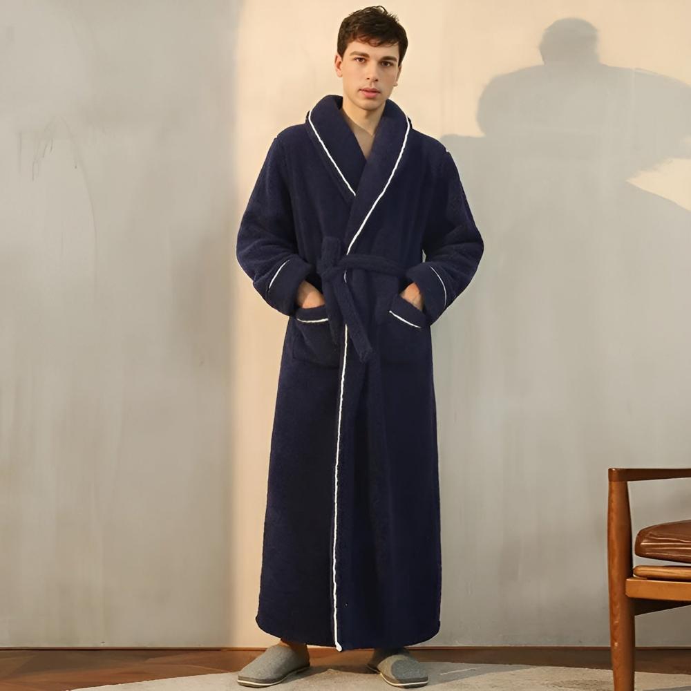 Fleece Bathrobe, Soft Fleece Dressing Gown in Pastel Colours, Plush Spa Robe for Home and Bathroom_01