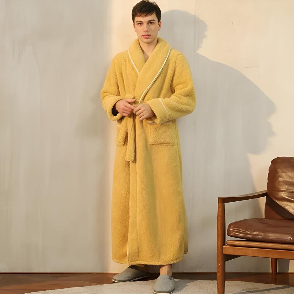 Fleece Bathrobe, Soft Fleece Dressing Gown in Pastel Colours, Plush Spa Robe for Home and Bathroom_05