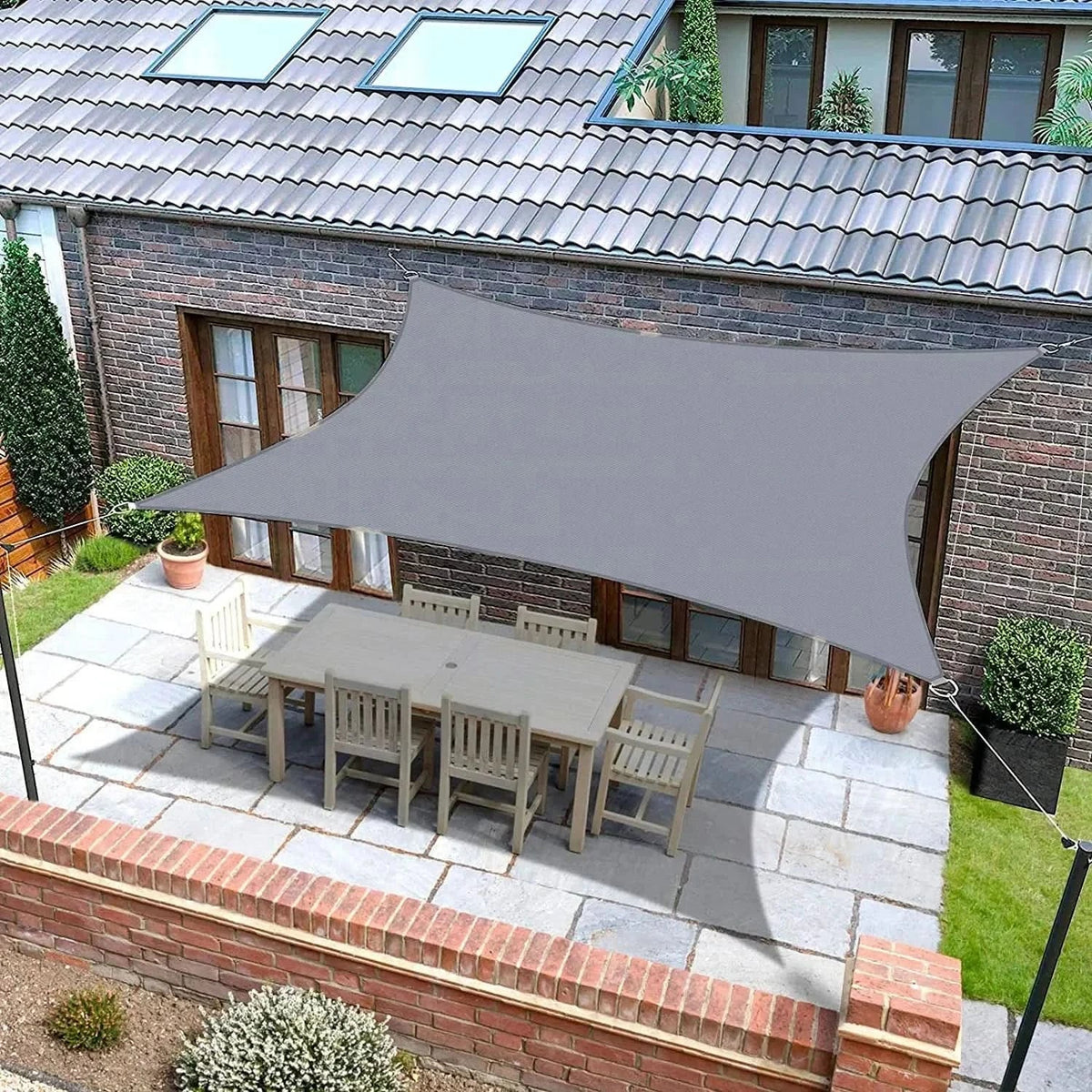 Waterproof Awning, Sun Shade Sail with UV Protection, Garden Sun Shade with Ropes, Patio Awning in Grey or Beige_04