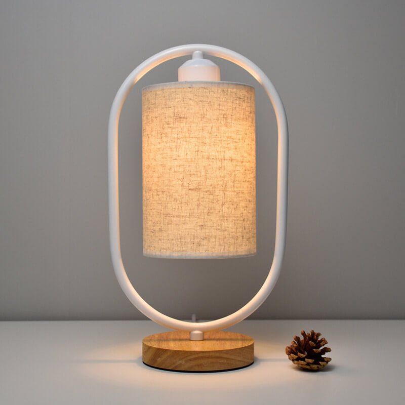 Table Lamp with Fabric Shade, Living Room Table Lamp with Wooden Base, Bedside Lamp for Bedroom with Warm Glow_01