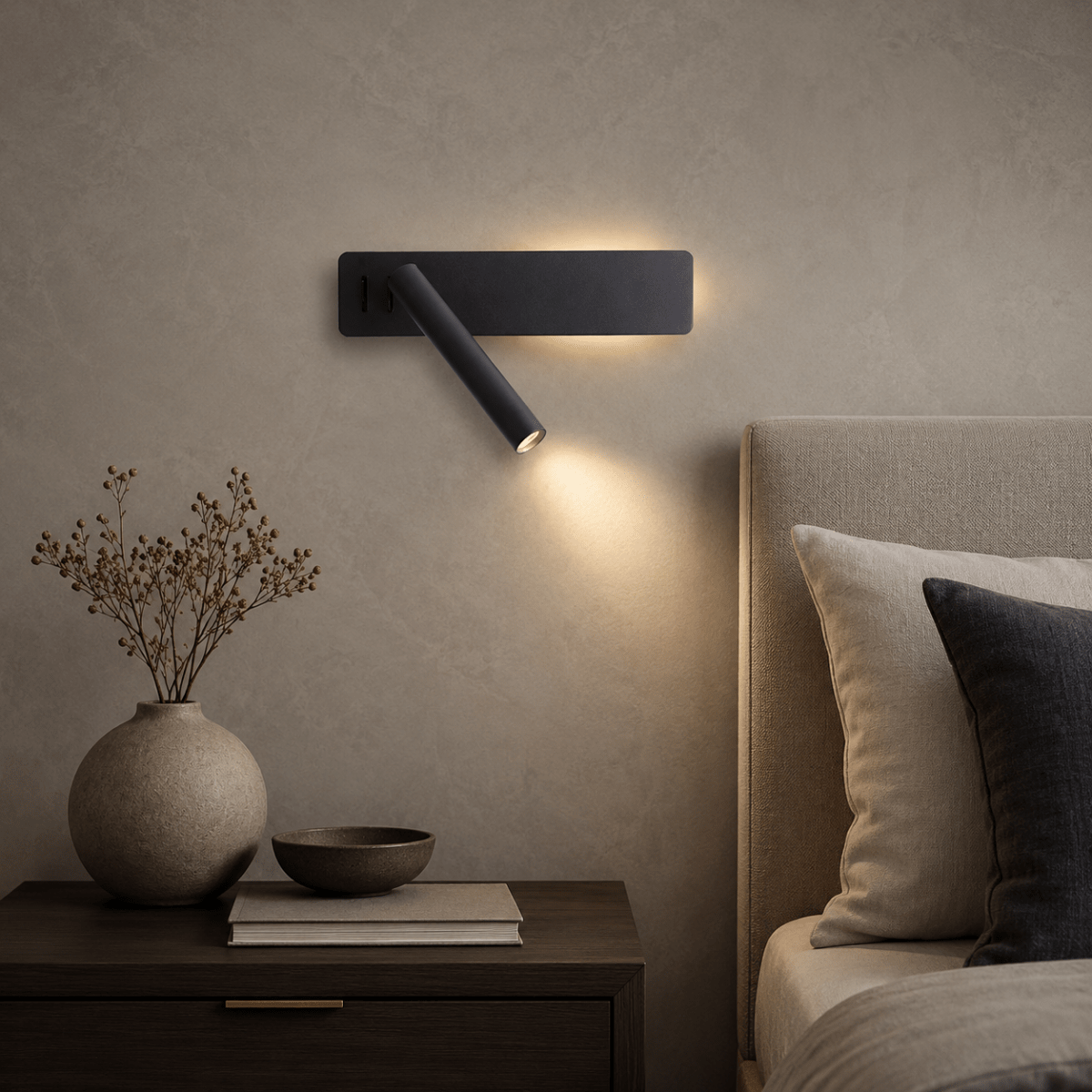 Bedside Lamp Wall Mounted, Living Room Wall Light with Swivel Head, LED Reading Light for Bed, Dimmable Bedroom Lighting_02