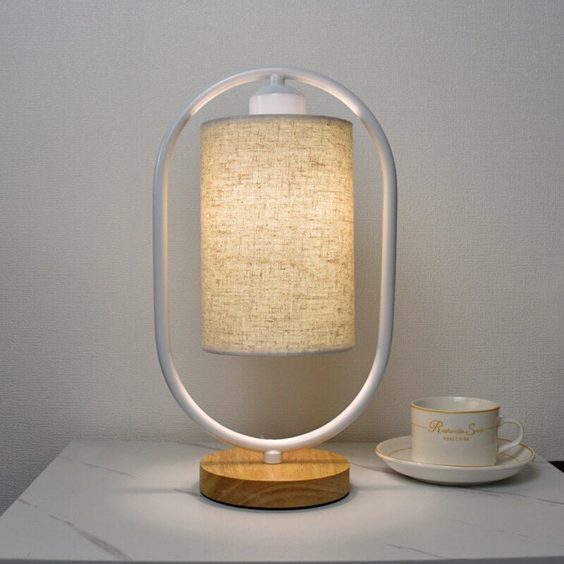 Table Lamp with Fabric Shade, Living Room Table Lamp with Wooden Base, Bedside Lamp for Bedroom with Warm Glow_04