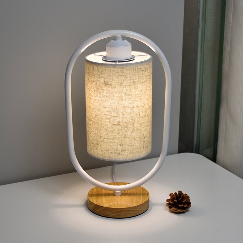 Table Lamp with Fabric Shade, Living Room Table Lamp with Wooden Base, Bedside Lamp for Bedroom with Warm Glow_05