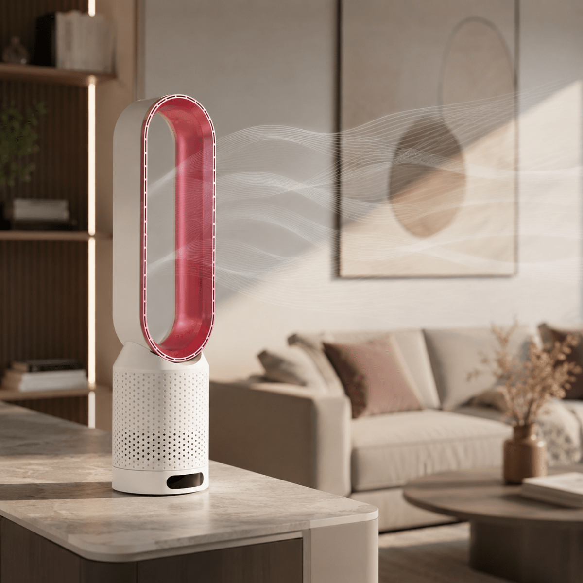 Tower Fan 3 in 1, Bladeless Fan with Oscillation and 6 Speeds, Rechargeable Fan for Home and Bedroom