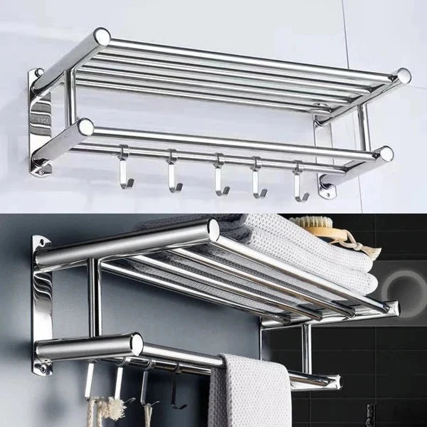 Towel Rails 40 or 50 cm, Bathroom Towel Rail in Brushed Stainless Steel, Wall Mounted Kitchen Towel Holder for Guest WC_06